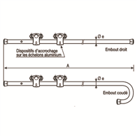 CROSSE EN ALUMINIUM COUDEE LONGUEUR 1M
