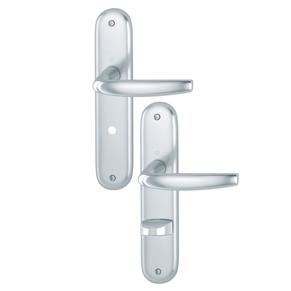 Poignée de porte clé à condamnation Atlanta Hoppe porte 40mm carré 7mm - Alu aspect argent