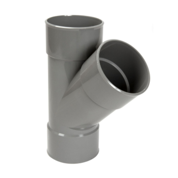 Culotte simple femelle/femelle Nicoll - Diamètre 140 mm - Degré angle 45° - À coller - PVC - Gris