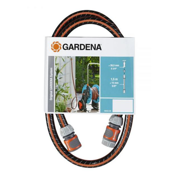 Tuyau d'arrosage et raccords pour branchement chariot dévidoir - Gardena - Longueur 1,5 m