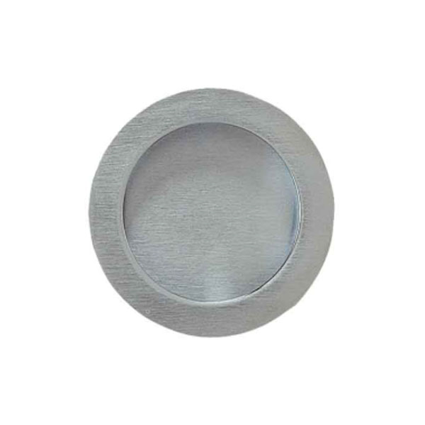 Poignée pour porte coulissante sans serrure avec tire doigt et plaque têtière - Rondo Eclisse - ∅60 mm - Chromé satiné