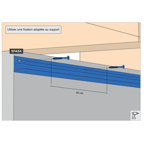Profilé d'angle de finition SFA34 pour lambris sous toiture PVC blanc - Fixation au mur - Longueur 4,00 M