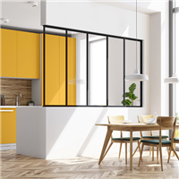 Verrière fixe type atelier - profil étroit alu noir mat - 5 partitions verre feuilleté clair - 1200,0 MM x 1714,0 MM