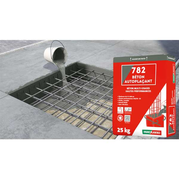 Béton autoplaçant 782 Parexlanko - Classe C40/50 - coulage sans aiguille vibrante - sac de 25 kg