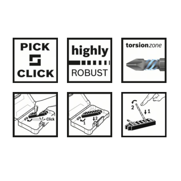 Pack de 8 embouts de vissage Bosch Impact Control Torx T15 à T40 longueur 25 mm