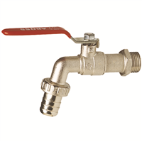 Robinet arrosage Femelle 20/27 - Raccord au nez boisseau sphérique Mâle 15/21 - Laiton