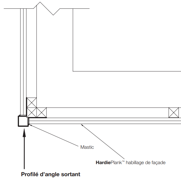Profilé d'angle extérieur MetalTrim pour bardage Hardie Plank - aluminium laqué Blanc arctique - longueur 3 M