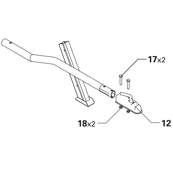 Boîtier d'attelage de bétonnière Obra pour boule de diamètre 50 mm - avec vis et écrous M12