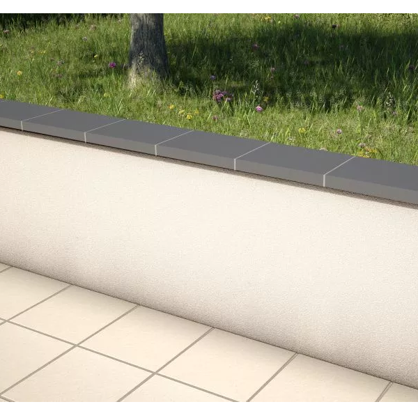 Chaperon de muret plat et carré en terre cuite Terreal CH05 - gris anthracite - 40 x 28 x 5 cm
