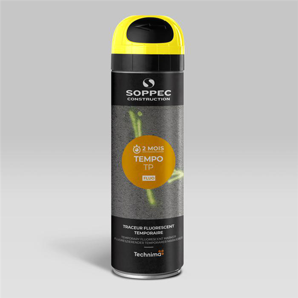 Traceur de chantier TEMPO TP fluorescent temporaire 2-8 semaines couleur jaune 500 ml