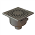 Siphon de douche en inox - cloche avec garde d'eau de 50 mm - 150 x 150 mm - sortie verticale 50 mm