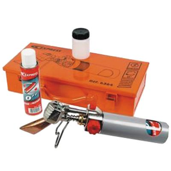 Coffret métal fer à souder de couvreur autonome Piezo, fer, cartouche, flacon fluide et injecteur