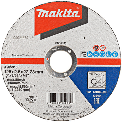 Disque à tronçonner métal A30R Makita diamètre 125 mm alésage 22.23 mm épaisseur 2.5 mm