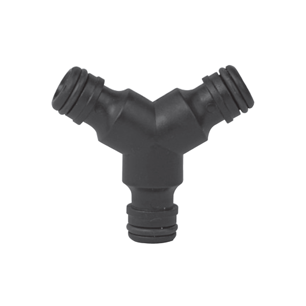 Raccord automatique Y de dérivation pour 3 tuyaux arrosage - Triple mâle - Fitt - Plastique noir