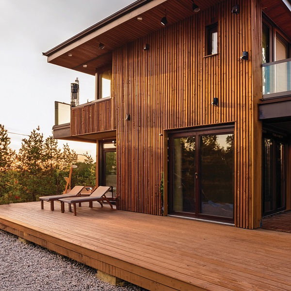 Lame de terrasse bois avec face rainurée - Pin traité Classe 4 marron hydrofugé - Orkka - 147 x 27 mm - Longueur 2,70 m