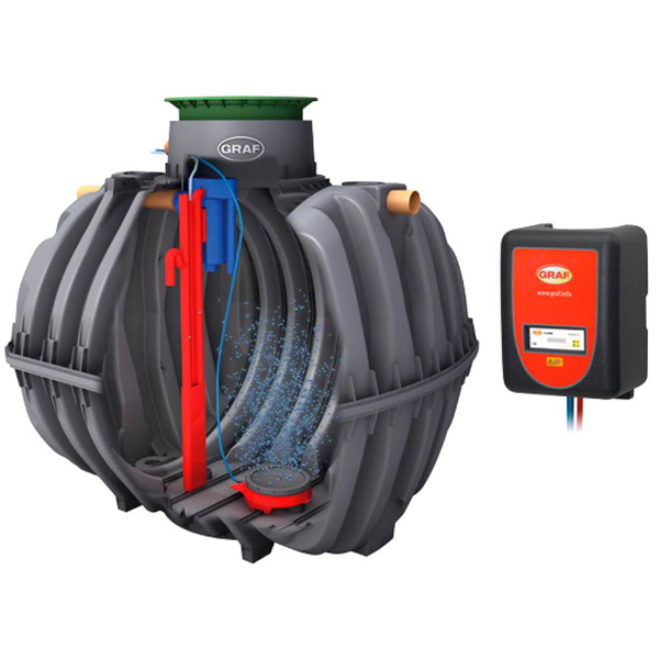 Micro-station d'épuration EasyOne 5EH passage piétons mini-dôme armoire interne