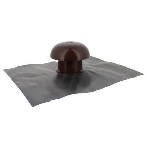 Chapeau de ventilation avec collerette d'étanchéité - diamètre 80 mm - marron