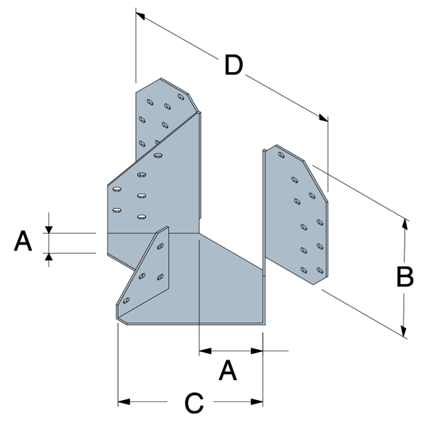 Étrier pour croupe de toit THJA26 Simspon Strong-Tie - pour fermette de section 38 mm - 135 / 229 / 137 / 2 mm