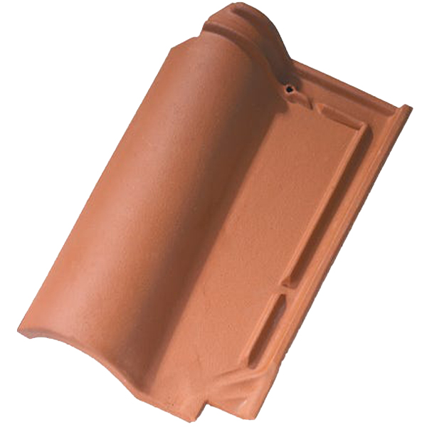 Tuile en terre cuite - Romane Sans - double emboîtement grand moule fortement galbée - Rouge