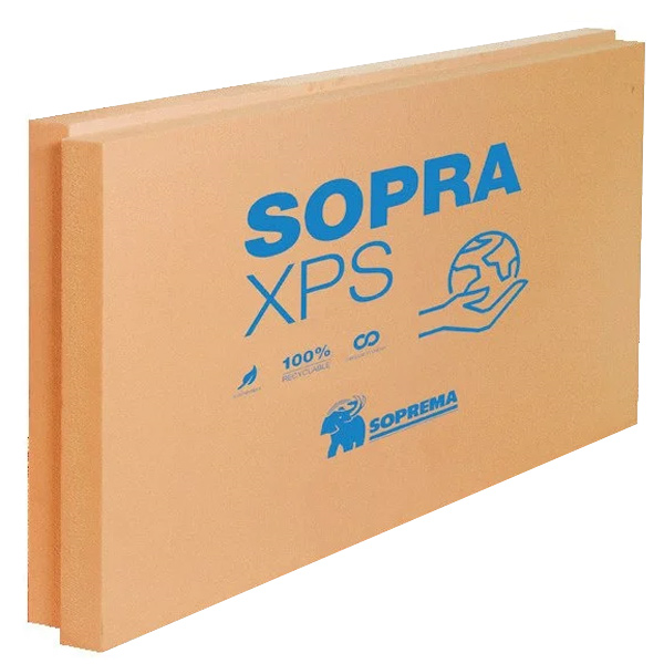 Panneau isolant en polystyrène extrudé pour murs et sols sous chape et sous dallage - SopraXPS Smart - R 1,25 m².K/W - 1,25 M x 0,60 M - ép. 40 MM