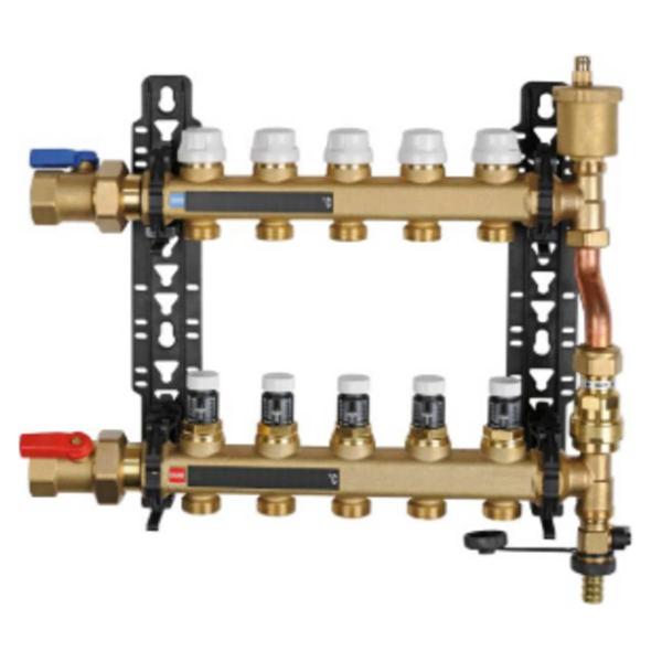 Collecteur S2 Ø 1"- 7 circuits *6626G7* Ensemble complet en Laiton