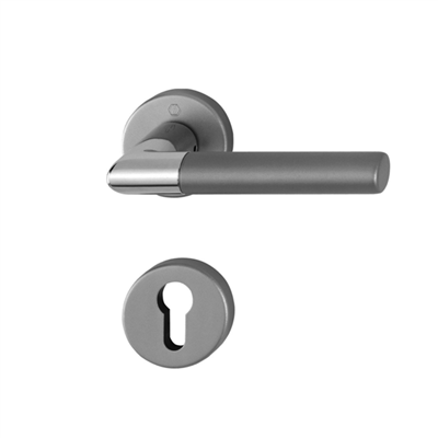 Ensemble sur rosace clé en I - Lecce Hoppe aluminium inox mat porte de 35 - 45mm carré 7mm