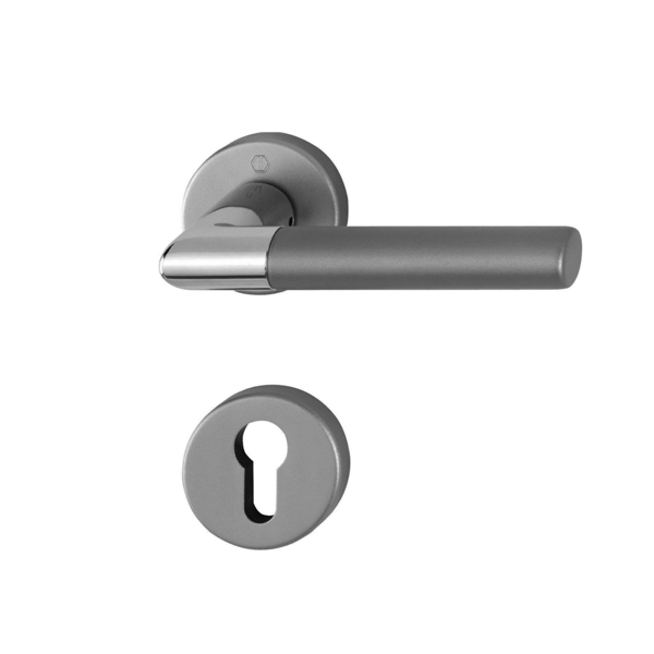 Ensemble sur rosace clé en I - Lecce Hoppe aluminium inox mat porte de 35 - 45mm carré 7mm