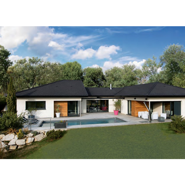 Tuile béton grand moule à aspect plat - Innotech - Graphite - 42 x 33 cm