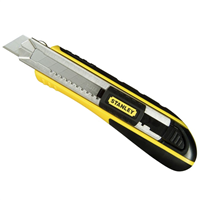Cutter Fatmax Stanley avec casse-lames intégré et 6 lames fournies 18 mm