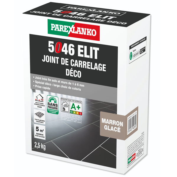 Joint de carrelage déco - 5046 Elit - sol et mur joints de 1 à 6 mm - Marron glacé Sac de 2,5 KG