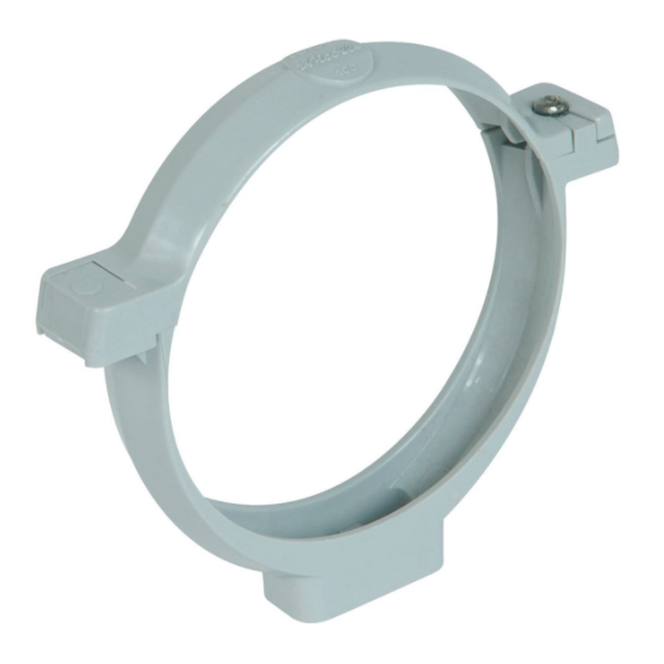 Collier à bride Nicoll pour tube de descente cylindrique - À visser - Diamètre 100 mm - PVC - Gris clair