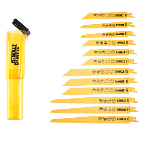Lame de scie sabre bois métal plastique Dewalt DT2445L-QZ Bi-métal en coffret de 12 lames