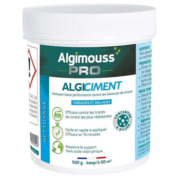 Nettoyant poudre voiles de ciment pour dallage et carrelage - Algiciment - pot de 500g