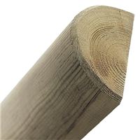 Demi-rondin de bois fraisé en pin - traité classe 4 vert - diamètre 100 mm - longueur 3,00 M