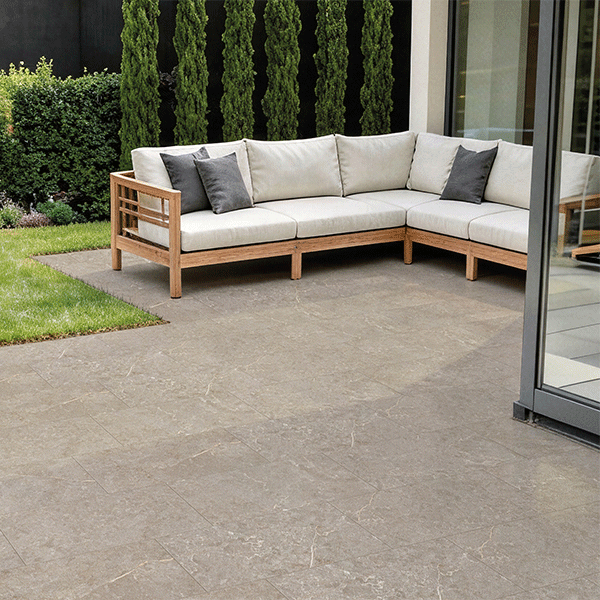 Carrelage extérieur antidérapant R11C imitation pierre en grès cérame - Nora - 60 x 40 cm - ép. 10 mm - Greige
