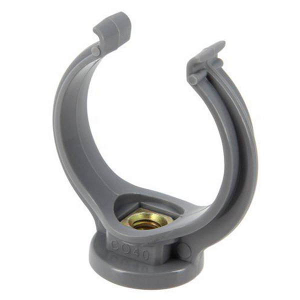 Collier de fixation forme lyre pour système d'évacuation des eaux usées - avec insert P.7/150 - polypropylène gris - Ø40 mm
