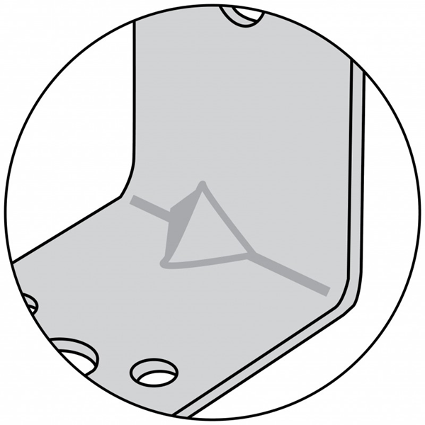 Équerre de fixation renforcée EFIXR avec trous oublongs ajustable 80x55x30 mm épaisseur 2.5 mm