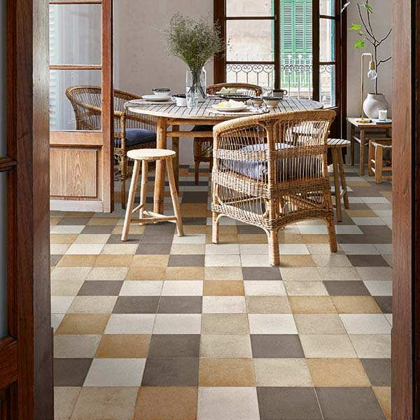 Carrelage intérieur en grès cérame émaillé effet ciment Ottocento - 20 CM x 20 CM - ép. 10 MM - Ambra