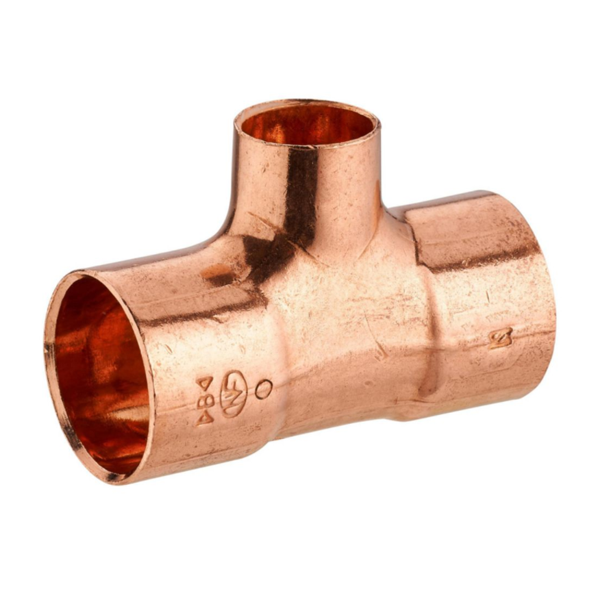 Raccord té femelle réduit 90° pour tube en cuivre - Diamètre 12 x 10 x 12 mm - À souder - Cuivre