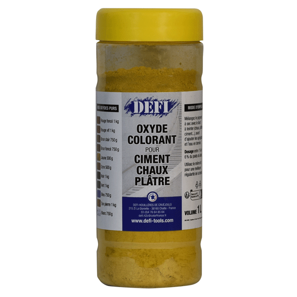 Colorant en poudre pour ciment, chaux et plâtre - Jaune foncé - Flacon de 1 L