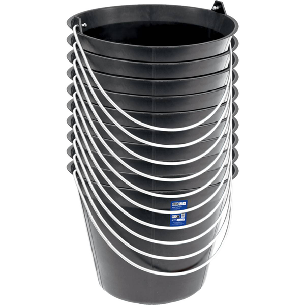 Seau de maçon en plastique Obra avec graduation et anse -  capacité de 11 L - résistance de 60 kg - lot de 10