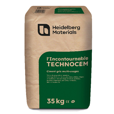 Ciment gris multi-usages l'Incontournable Technocem - CEMII/B-LL 32,5R - Sac de 35,0 KG