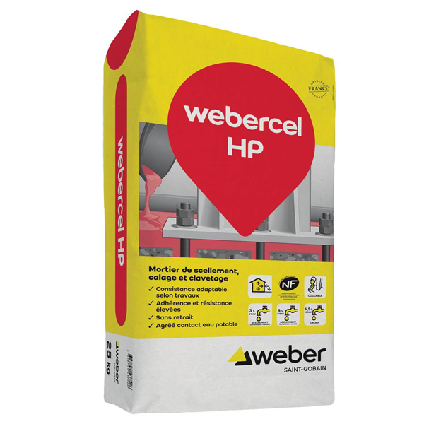 Mortier de scellement calage et clavetage Webercel HP