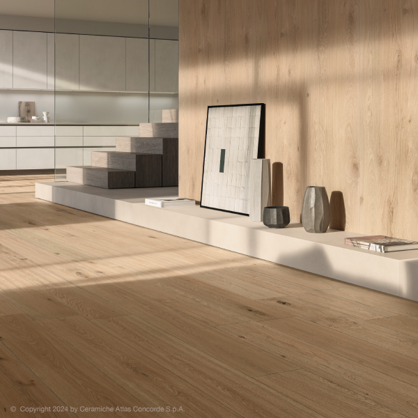 Carrelage effet bois en grès cérame pour sol et mur intérieur - Log - 120 x 20 cm - ép. 9 mm - Icon Oak