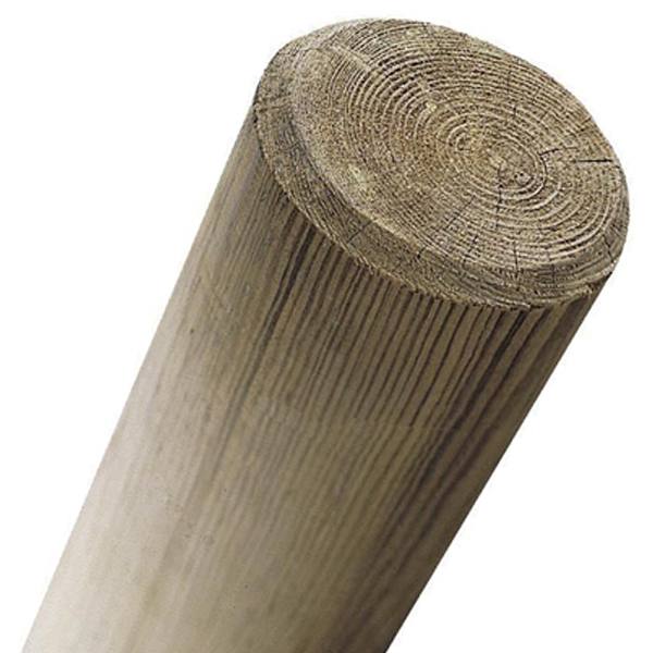 Rondin de bois fraisé en pin - traité classe 4 vert - diamètre 140 mm - longueur 2,50 M