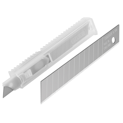 Lame de cutter de 9 mm avec système casse-lame Stanley 0-11-300 - 12 segments - longueur 85 mm - étui de 10