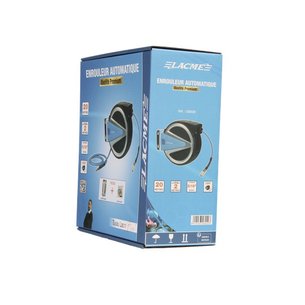 Enrouleur automatique air comprimé Lacmé carter fermé longueur 20 mètres 5/16"