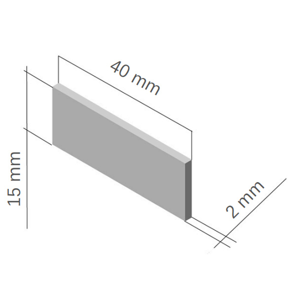Entretoise centrale 40 x 15 mm Alu laquée pour occultation totale entre lames Open 100 et Wide 200 - Lot de 50 pièces