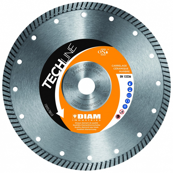 Disque diamant TechLine FC80 carrelage grès cérame Ø 230 mm x 22,23 mm Diam Industries