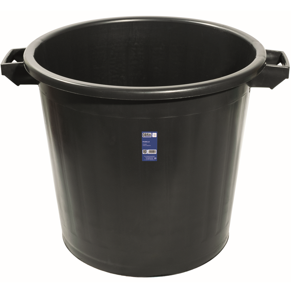 Poubelle de chantier avec poignées de transport Obra en polypropylène noir - sans couvercle - 80 litres